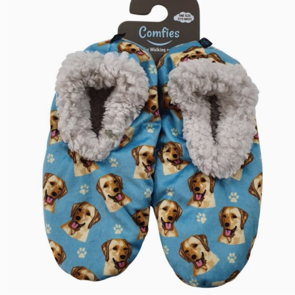 Comfies Yellow Labrador Slippers - Sherpa Lined bootie style slippers NWT
